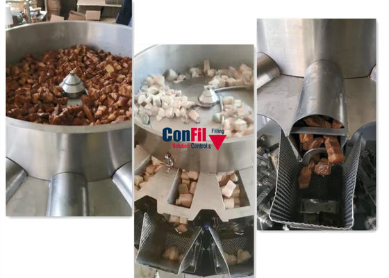 Il pesatore di Multihead della bascula di Multihead per carne di maiale brasata ha marinato la macchina di rifornimento dell'alimento con l'alimentatore di vite
