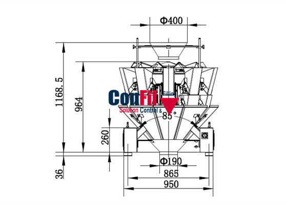 testa automatica del pesatore 10 di 400kg 500gram Multihead