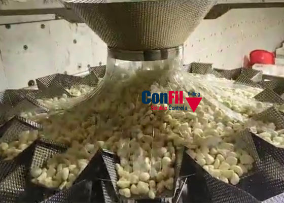 Macchina imballatrice di pesatura automatica capa 14 per la catena d'imballaggio dell'aglio 5KG 10KG VFFS