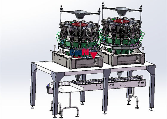 Bascula capa di 14 Multihead per il riempimento del gamberetto Tray Conveyor pronto del gamberetto