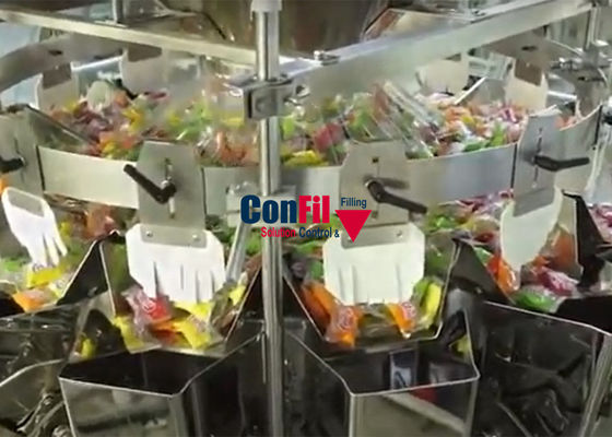 Macchina imballatrice del pesatore di Multihead per il sistema d'imballaggio di alta velocità granulare dei prodotti di Candy duro